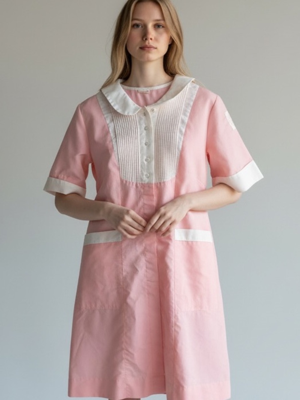 VINTAGE PINK STUDENT NURSE UNIFORM SZ MEDIUM HALLOWEEN COSTUME